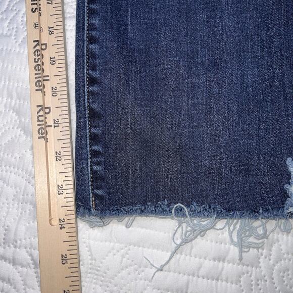 Judy Blue Jeans Size 13/31 Wide Leg Raw Hem Distressed Crop High Rise JB82593DK - Picture 6 of 15